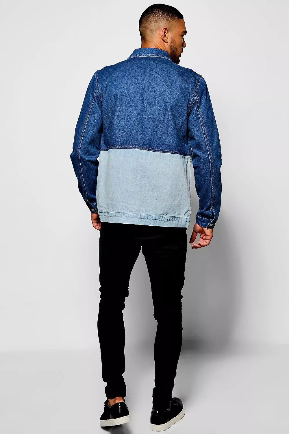 Half blue best sale jean jacket